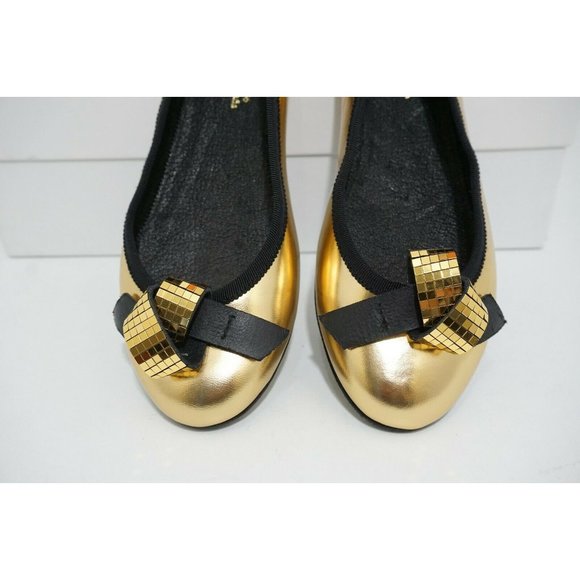 Pedro Garcia Anne Gold Mirror Kid Leather Women's Slip On Flats 36 US 6 M $460 - Picture 2 of 12